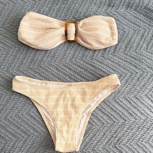 SHEIN Cream Textured Bikini Set